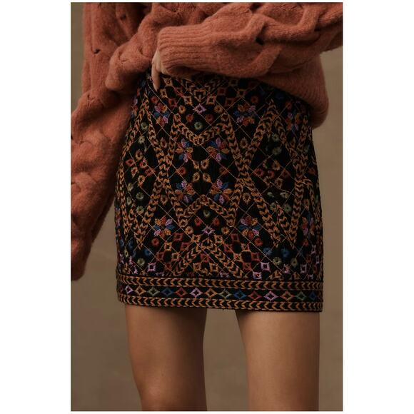 Anthropologie Farm Rio Embroidered Corduroy Mini Skirt Size Small - Picture 13 of 14
